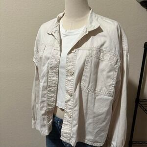 Kensie Jeans Sz S Cream Oversized Puff Sleeve Jacket Boho‎ Classic